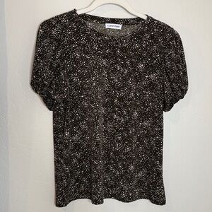 Calvin Klein | Brown and Cream Polka Dot Blouse